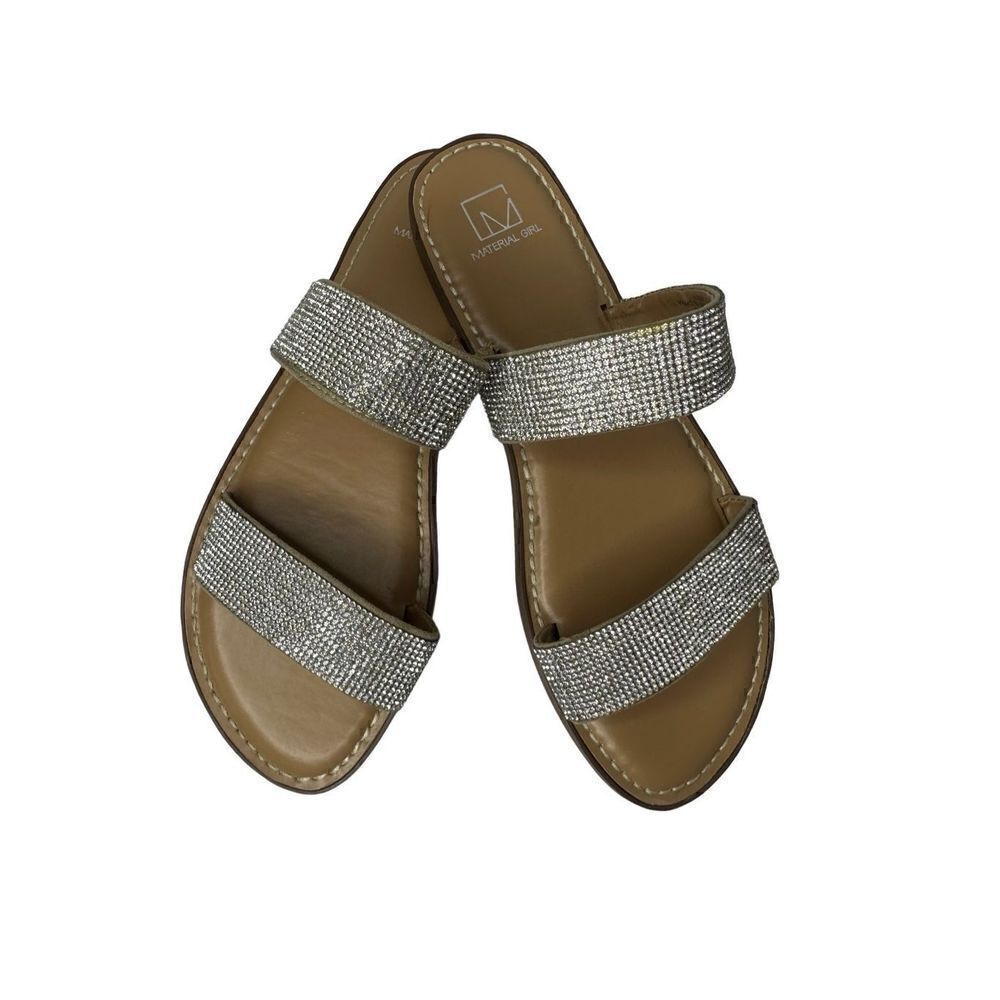 Material Girl Sparkly Rhinestone SlidesFlats Size 8.5